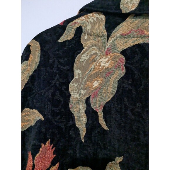 Crafted With Love Vintage 90's Tapestry Jacket XL Black Floral Snap Front Exc - Picture 5 of 8